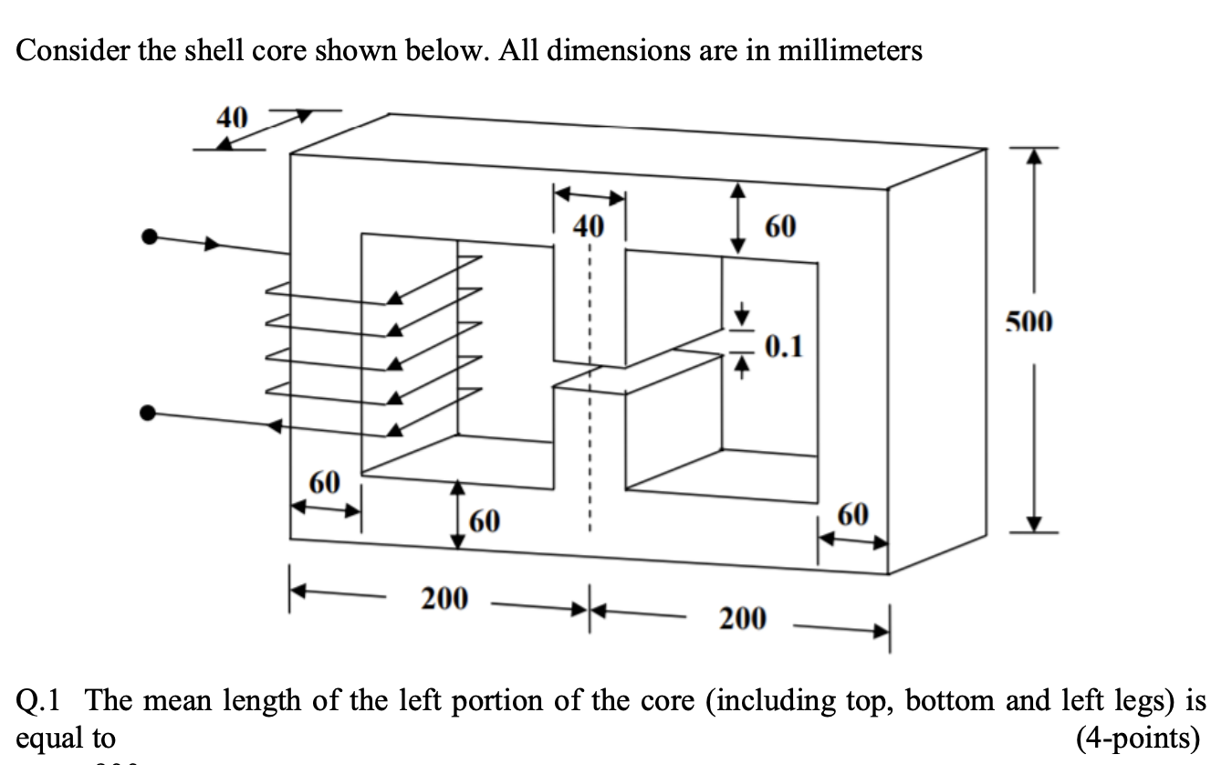 Solved Consider the shell core shown below. All dimensions | Chegg.com