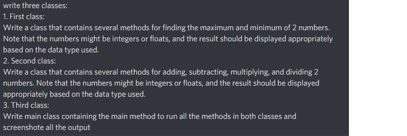 Solved write three classes: 1. First class: Write a class | Chegg.com