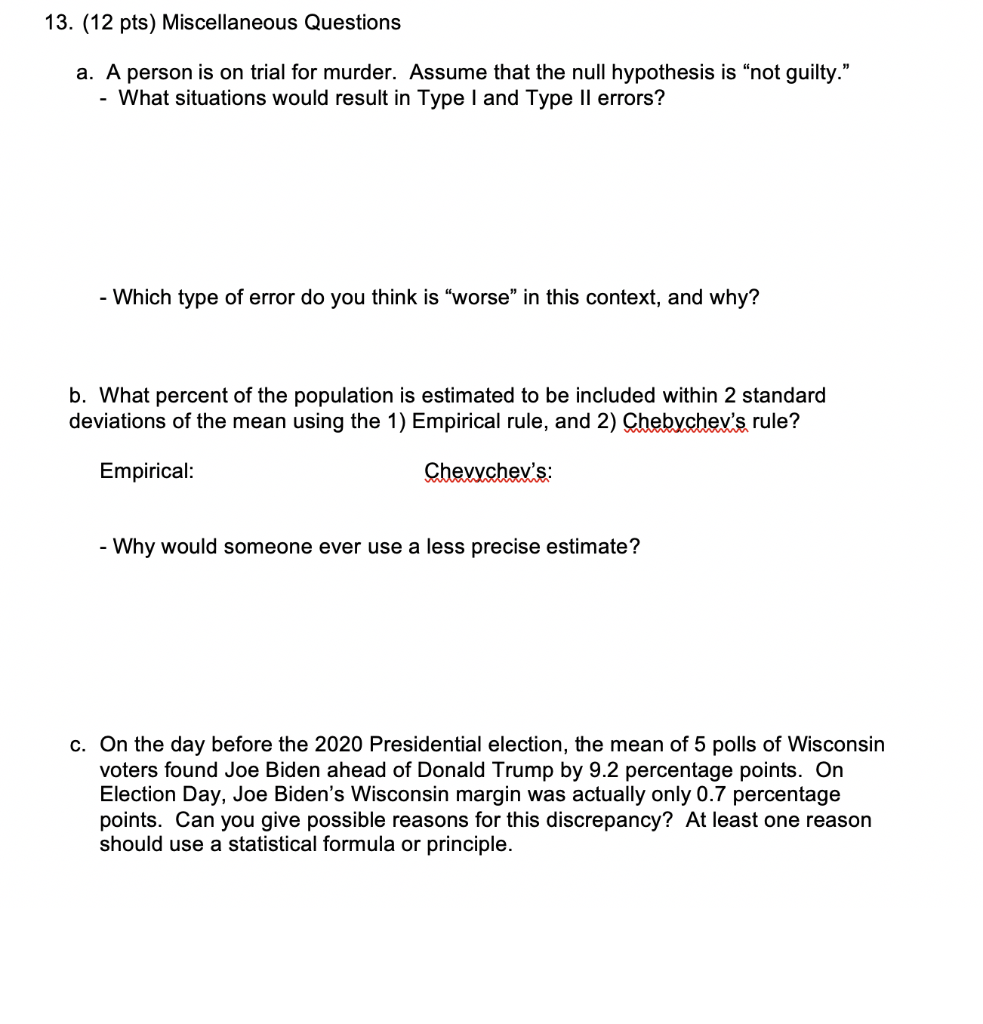 13 12 Pts Miscellaneous Questions A A Person Is Chegg Com