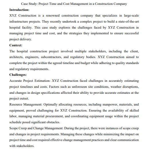 case study of construction project management