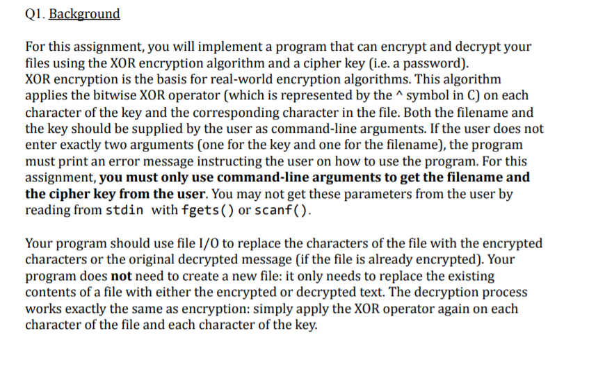 Solved Q1. Background For this assignment, you will | Chegg.com