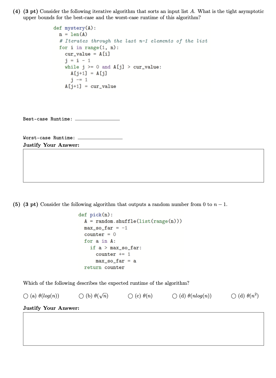 Solved (4) (3 Pt) Consider The Following Iterative Algorithm | Chegg.com