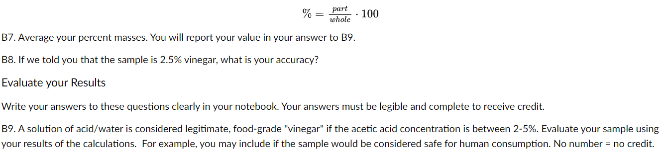 Solved Part B: Analysis Of Acetic Acid Solution (Vinegar) | Chegg.com ...