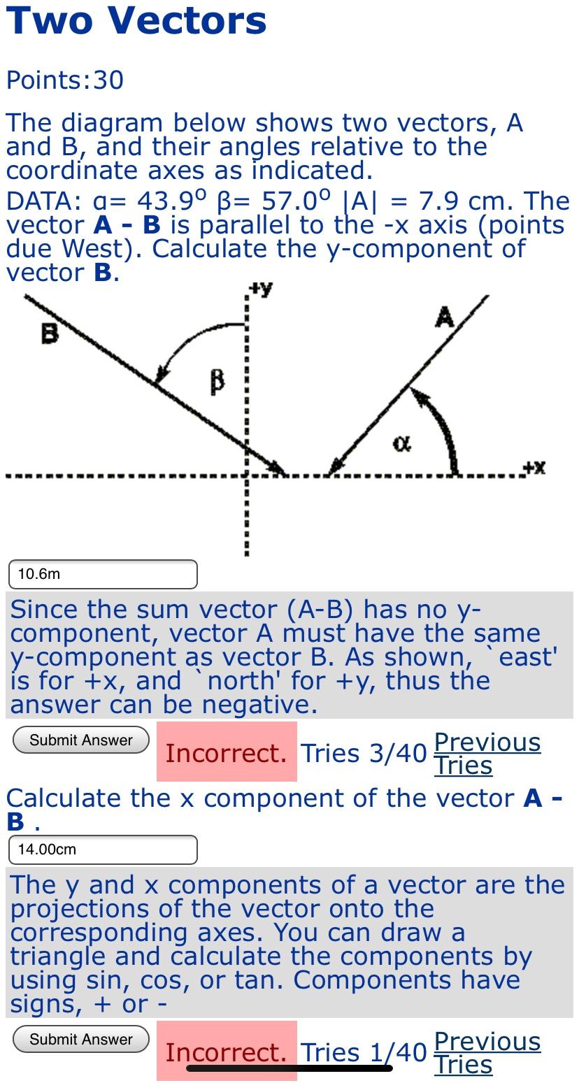 Solved Two Vectors Points:30 The Diagram Below Shows Two | Chegg.com