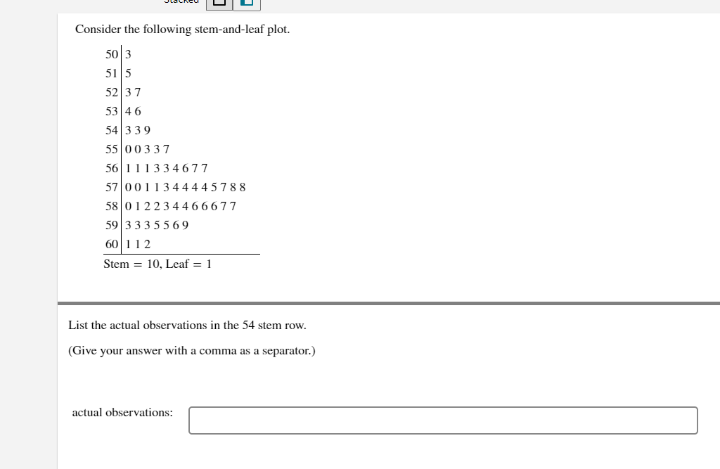 Solved Consider the following stem-and-leaf plot. 503 515 | Chegg.com