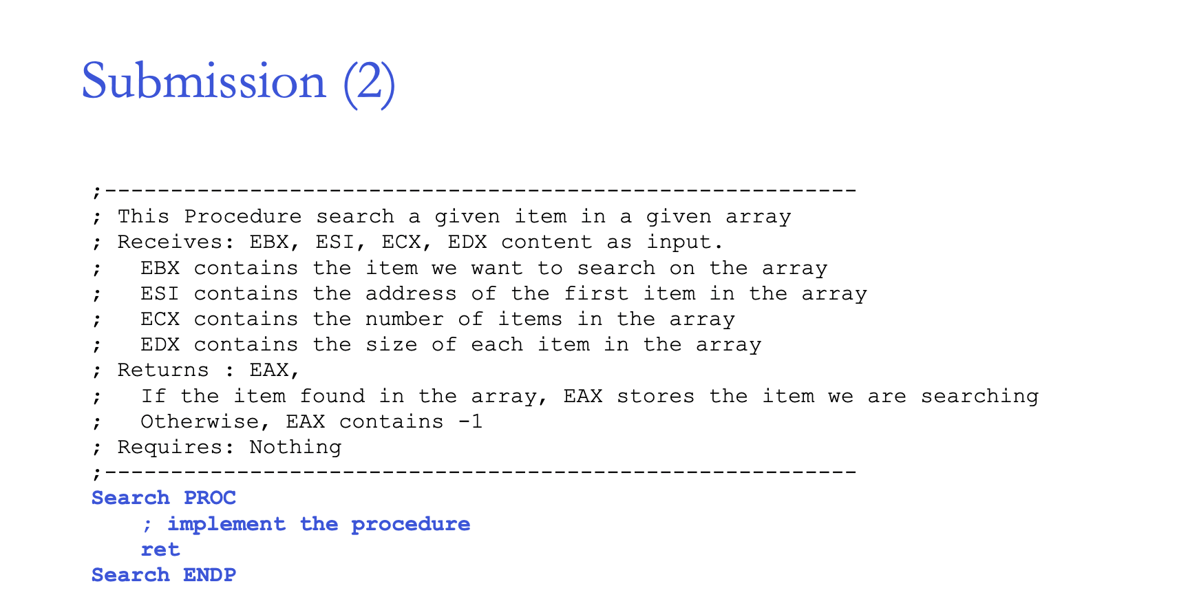 Solved Submission (1) data Write a function that search an | Chegg.com