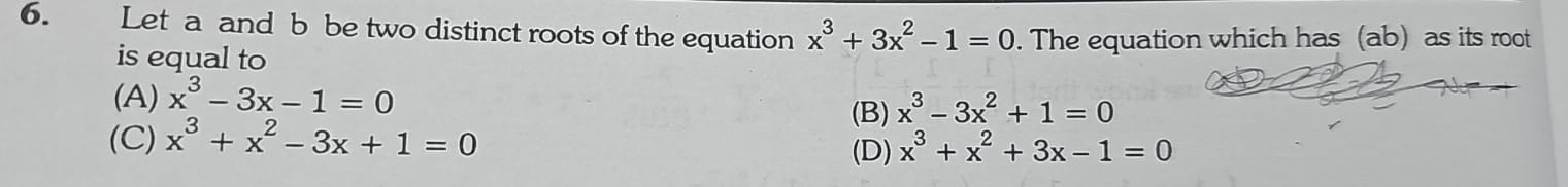 Let A And B ﻿be Two Distinct Roots Of The Equation | Chegg.com