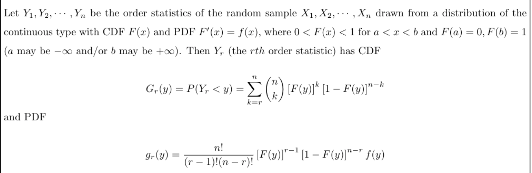 PROVE the CDF and PDF of the rth order statistic | Chegg.com