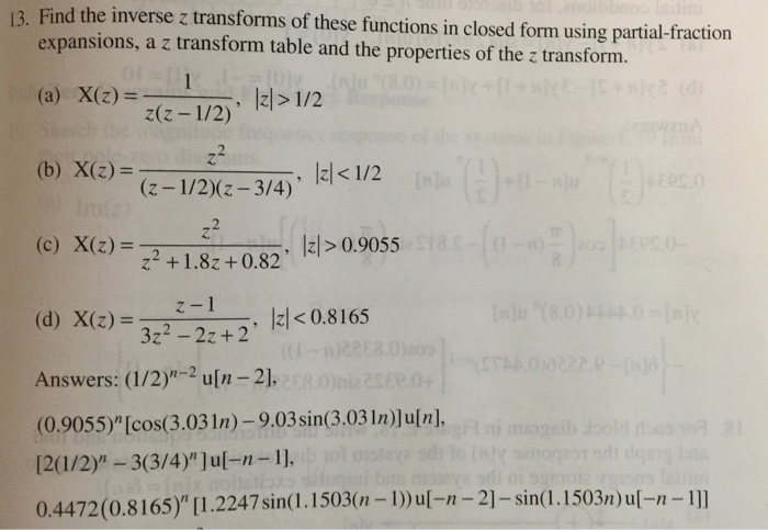 Solved Find Inverse Z Transforms Of These Functions In