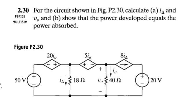 Solved 2.30 For the circuit shown in Fig. P2.30, calculate | Chegg.com