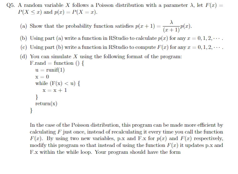 Solved A Random Variable X Follows A Poisson Distribution Chegg Com