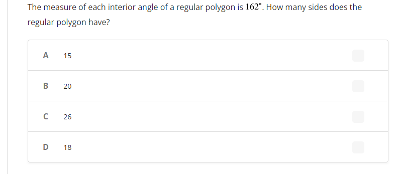 Solved The measure of each interior angle of a regular | Chegg.com