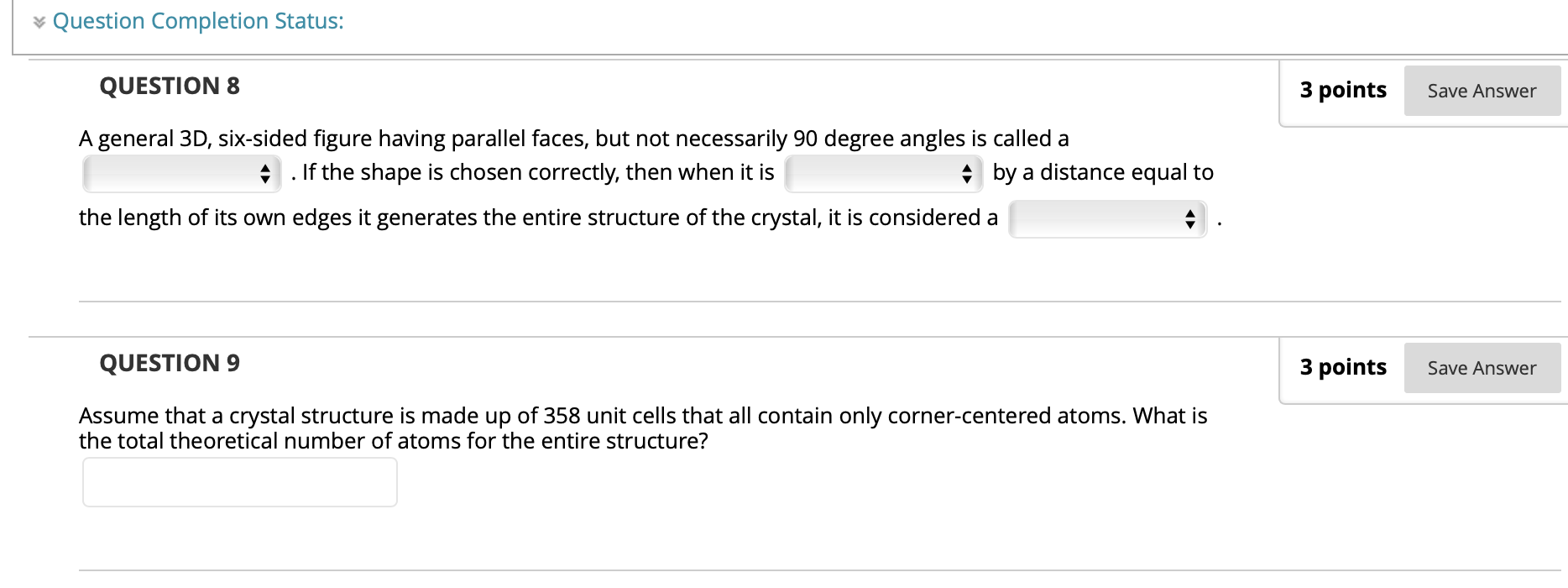 Solved Question Completion Status: QUESTION 8 3 points Save | Chegg.com