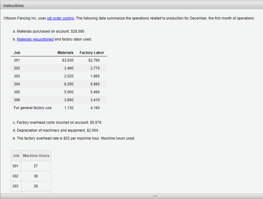 Solved Ottoson Fencing Inc. Uses Job Order Costing. The | Chegg.com