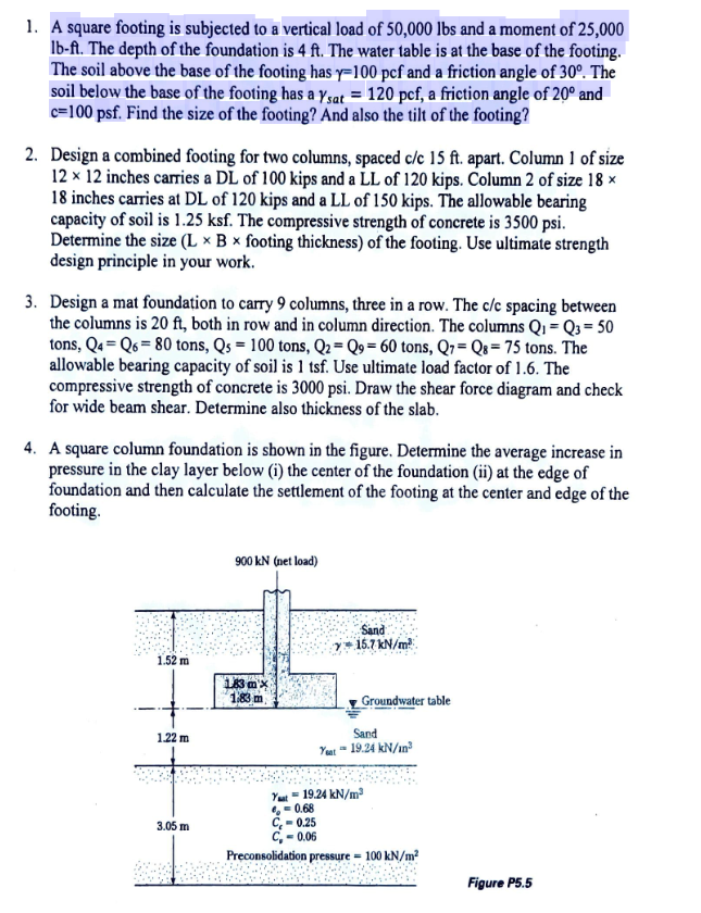 Solved A Square Footing Is Subjected To A Vertical Load 56 OFF