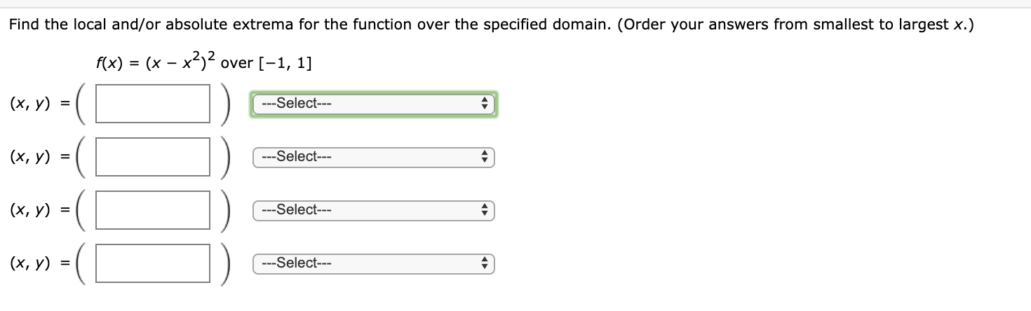 Solved Find The Local And/or Absolute Extrema For The | Chegg.com