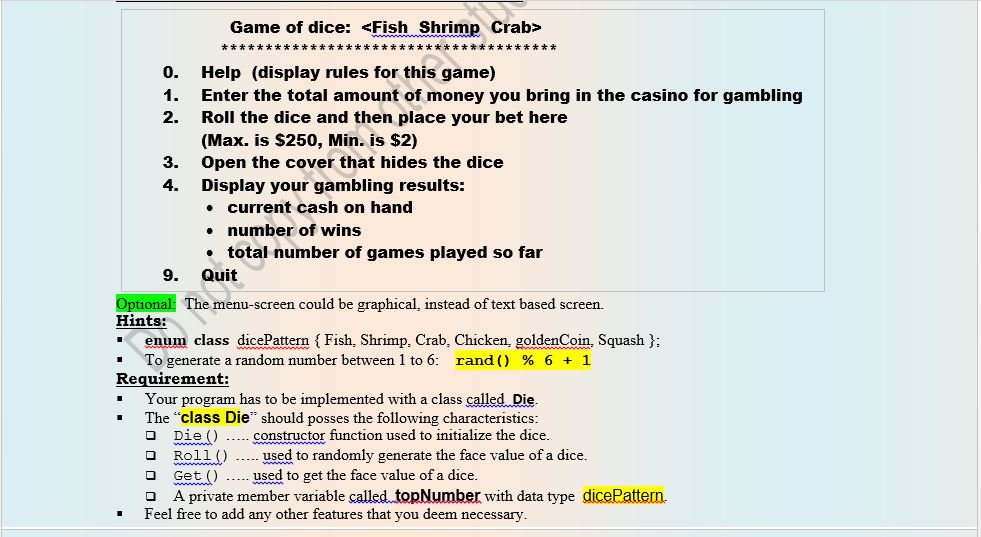 Solved LLLLL Objectives: To learn how to write a simple game | Chegg.com