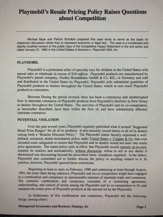 Playmobil's Resale Pricing Policy Raises Questions