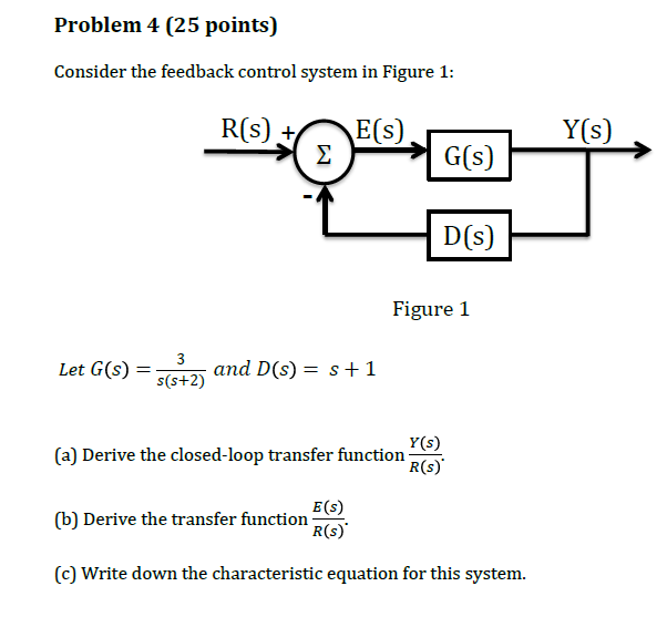 Consider the feedback control system in Figure 1 :
Figure 1
Let \( G(s)=\frac{3}{s(s+2)} \) and \( D(s)=s+1 \)
(a) Derive the