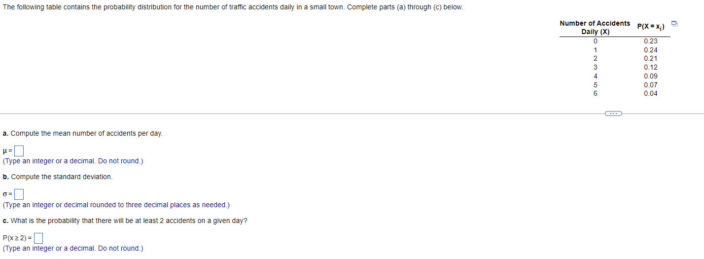 Solved The following table contains the probability | Chegg.com