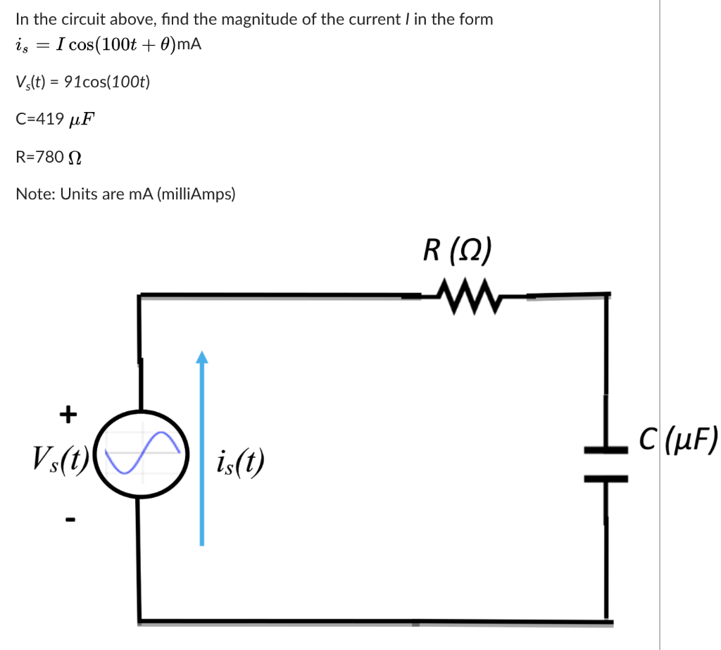 Solved In the circuit above, find the magnitude of the | Chegg.com