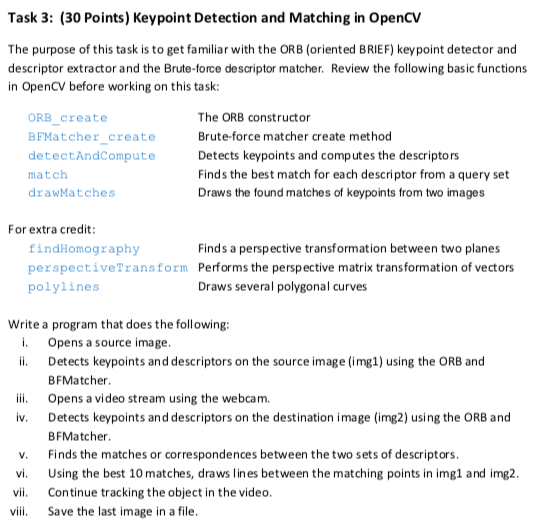 Task 3: (30 Points) Keypoint Detection and Matching | Chegg.com