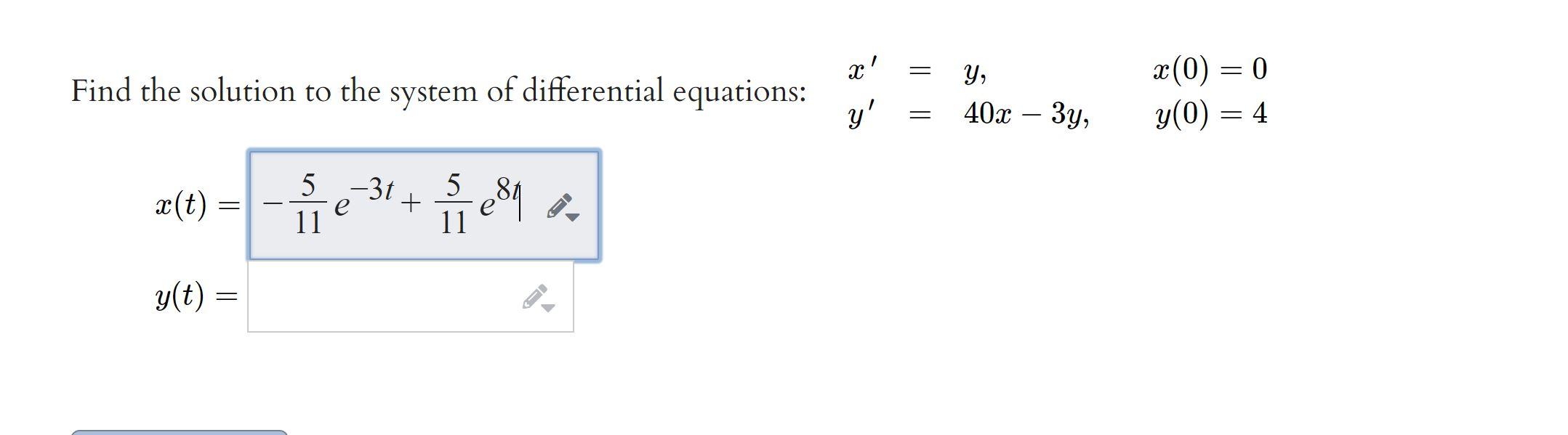 Solved = = Find the solution to the system of differential | Chegg.com