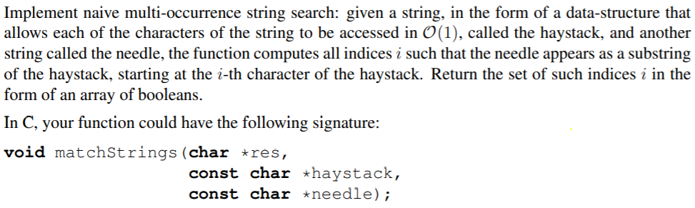Solved Implement naive multi-occurrence string search: given | Chegg.com