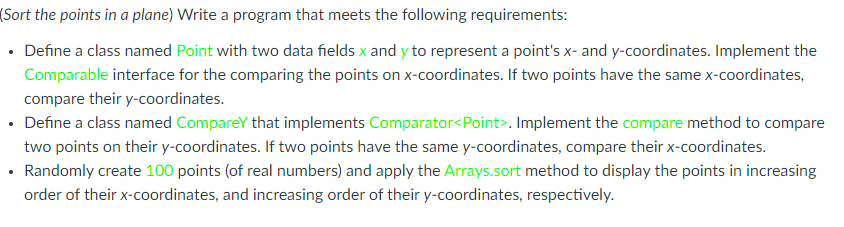 Solved (Sort the points in a plane) Write a program that | Chegg.com