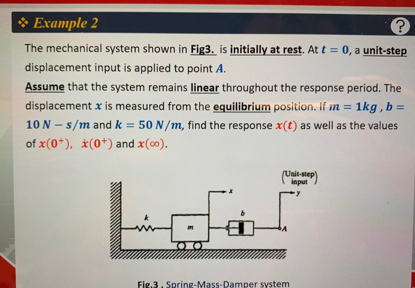 Solved Example 2 The mechanical system shown in Fig3. is | Chegg.com