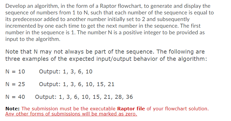 Solved Develop an algorithm, in the form of a Raptor | Chegg.com