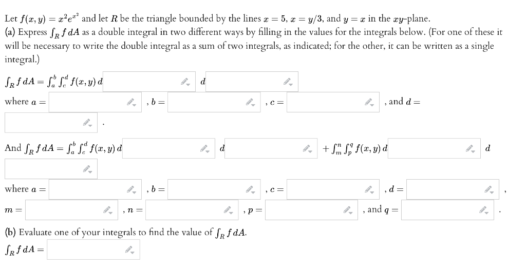 Solved Let F X Y X Ex And Let R Be The Triangle Bounded By Chegg Com