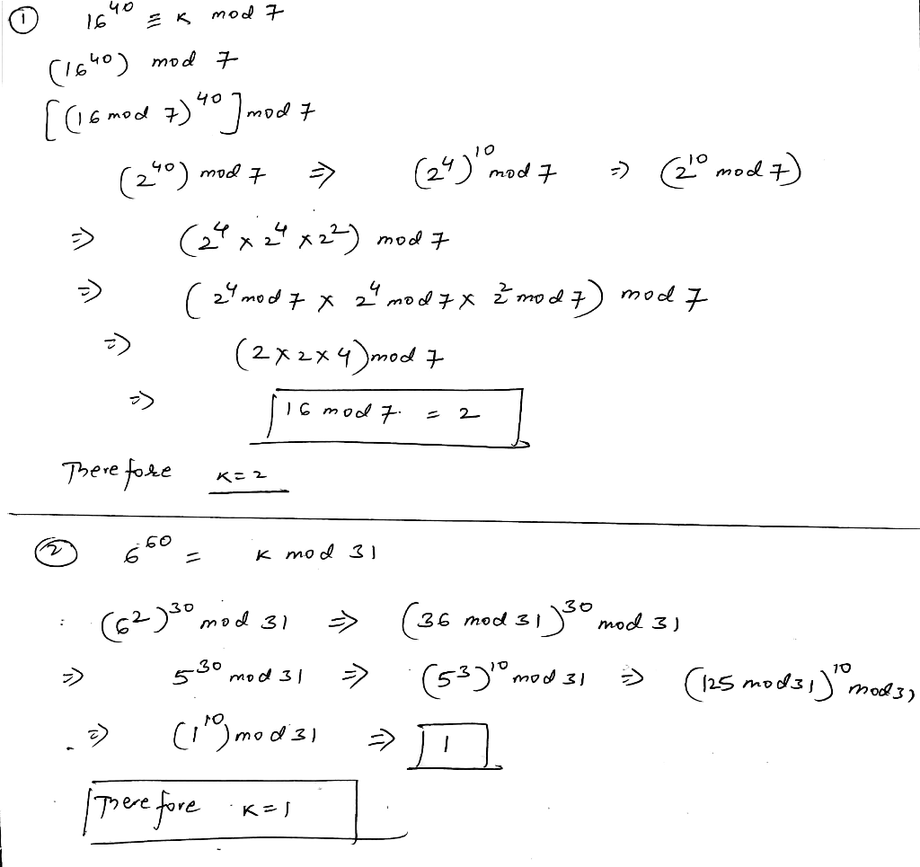 Solved Congruent Simplification 15 Pts 1 Z Congruent Modulo N Denoted Mod Defined Z V Remainder D Q