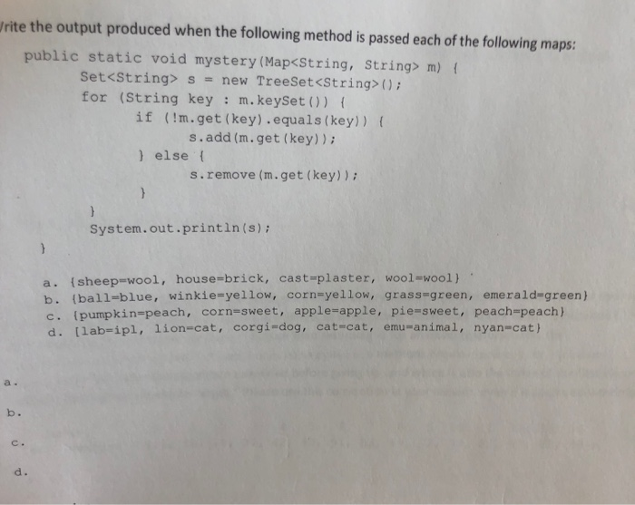 Solved rite the output produced when the following method is | Chegg.com