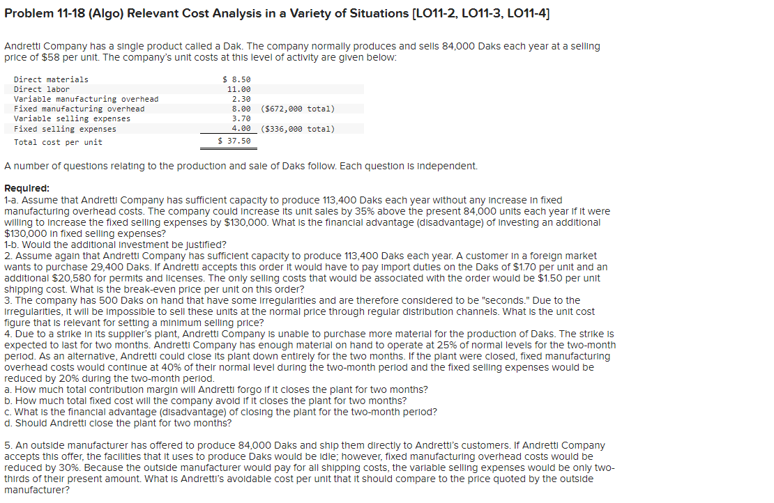 solved-problem-11-18-algo-relevant-cost-analysis-in-a-chegg