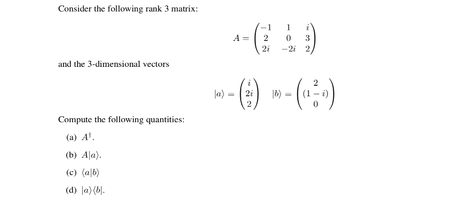 Solved Consider The Following Rank 3 Matrix: | Chegg.com