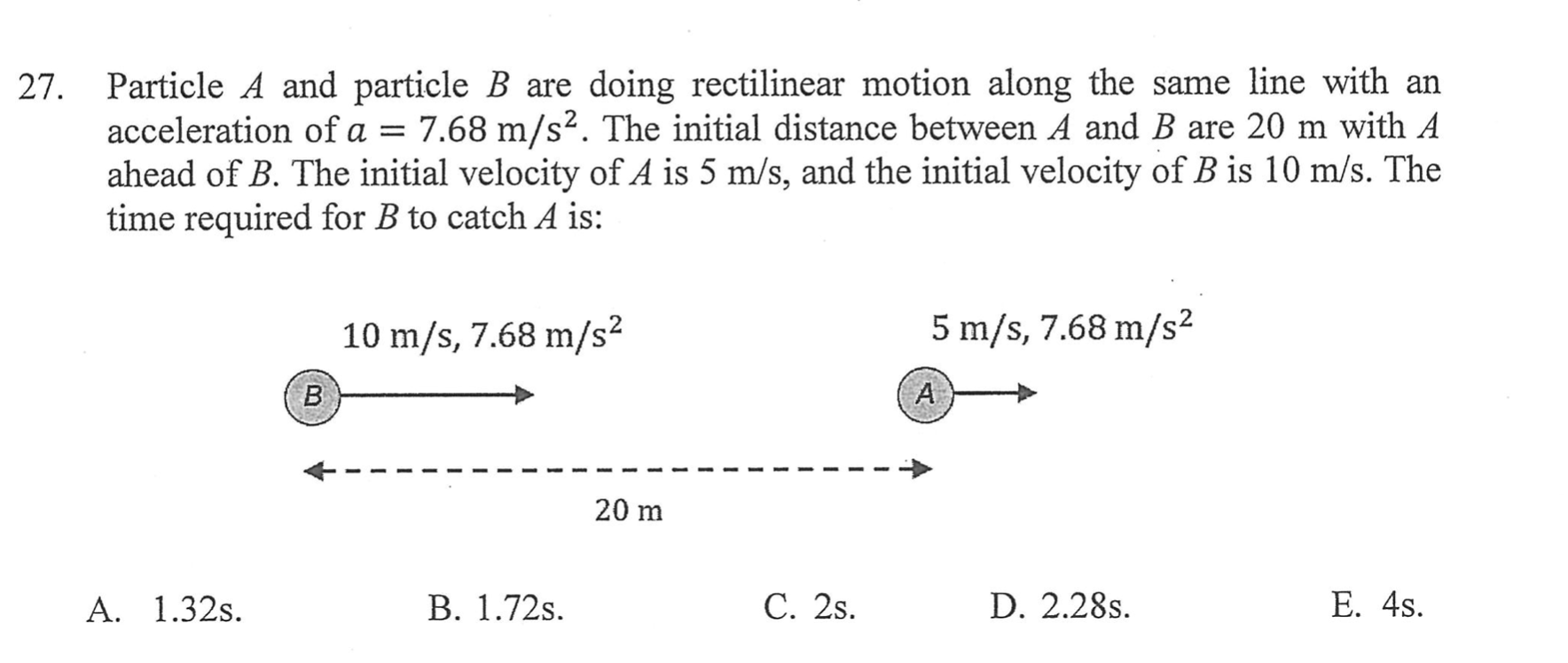 Solved 27. Particle A And Particle B Are Doing Rectilinear | Chegg.com