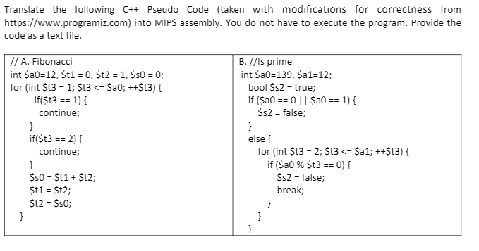 Solved Translate the following C++ Pseudo Code (taken with | Chegg.com