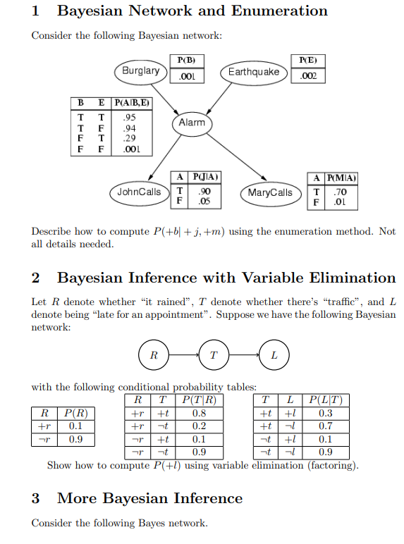 Bayesian Network And Enumeration Consider The | Chegg.com