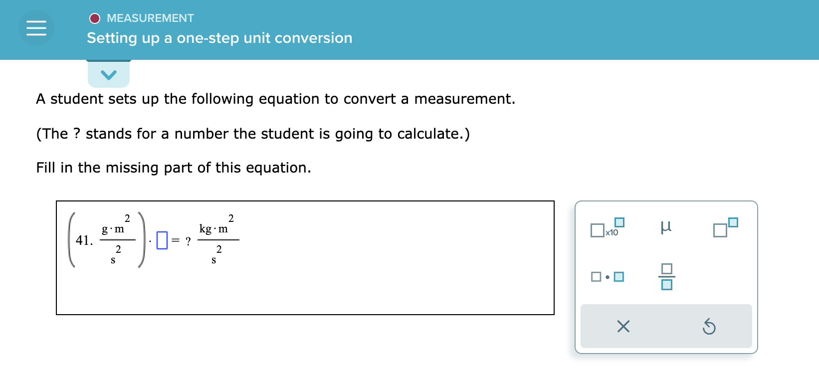 Solved A student sets up the following equation to convert a | Chegg.com