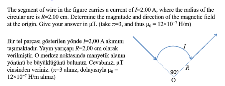 Solved The segment of wire in the figure carries a current | Chegg.com