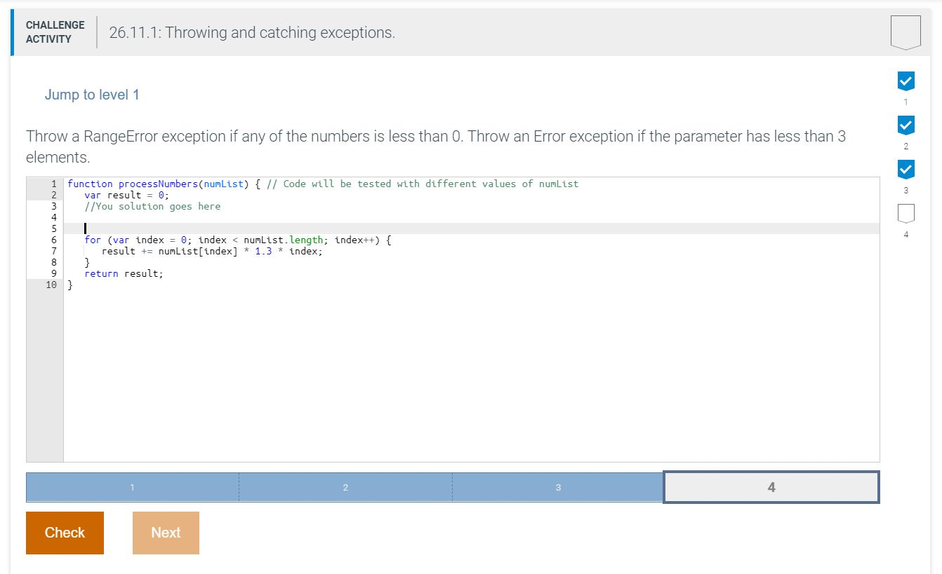 Solved JAVASCRIPT: Throw a RangeError exception if any of