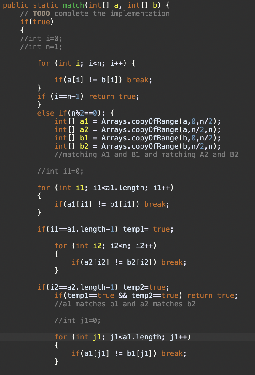 Solved 3. Complete the implementation of the match method in | Chegg.com