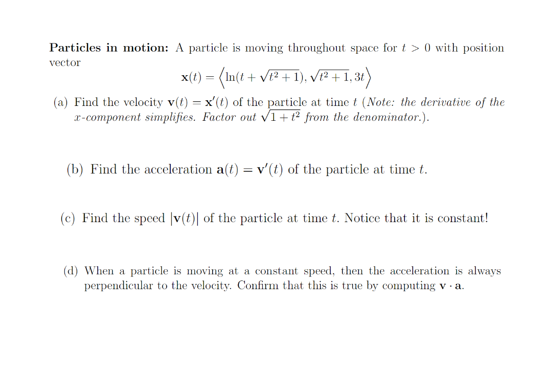 Solved Please answer all parts of the question: A particle | Chegg.com