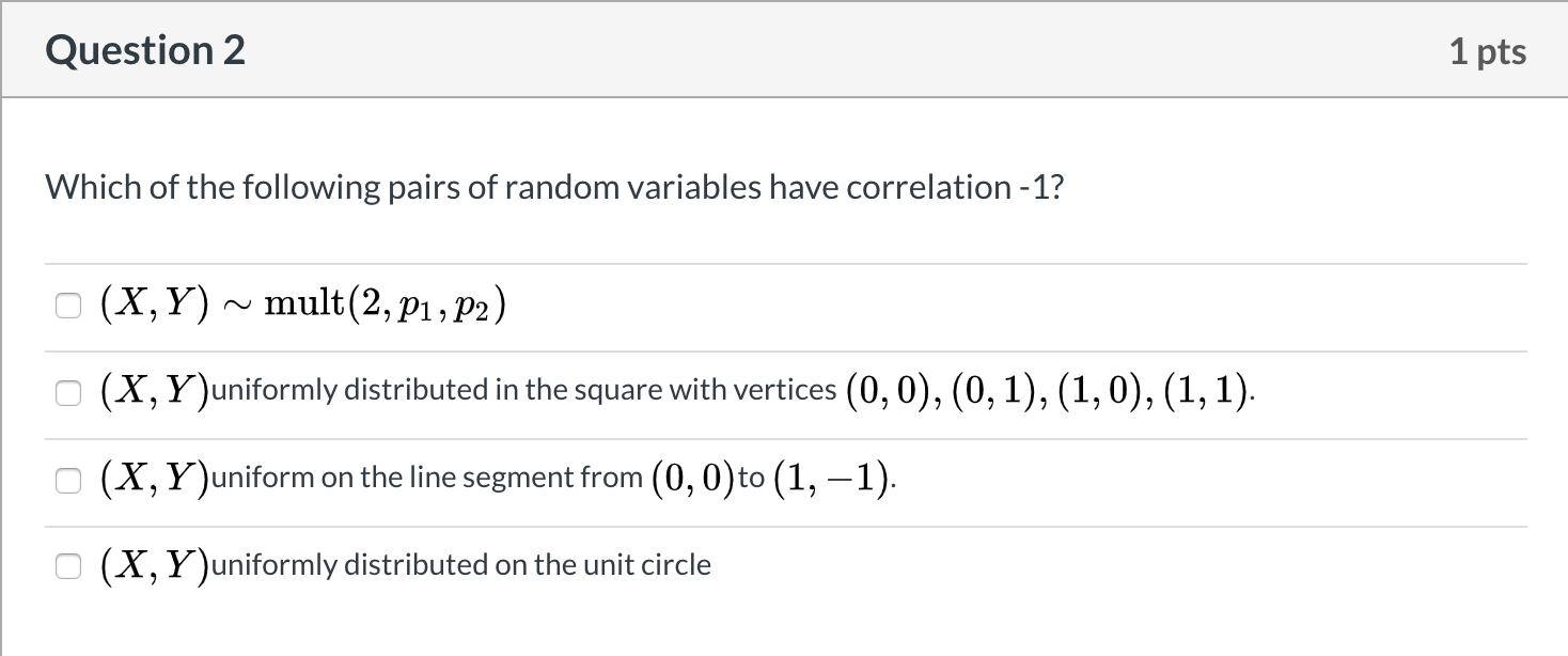 Solved Question 2 1 pts Which of the following pairs of | Chegg.com