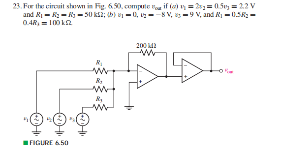 Solved 23. For the circuit shown in Fig. 6.50, compute vout | Chegg.com