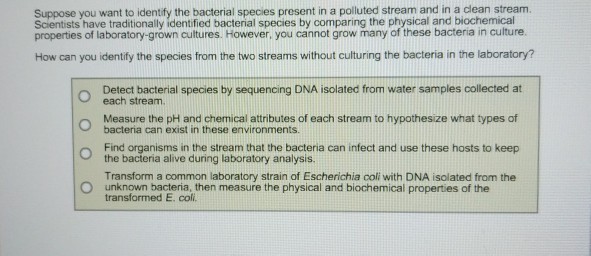 Solved Suppose you want to identify the bacterial species | Chegg.com