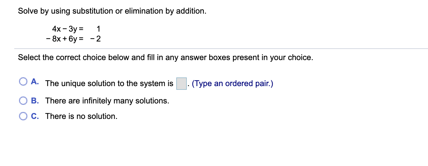 Solved Solve by using substitution or elimination by | Chegg.com