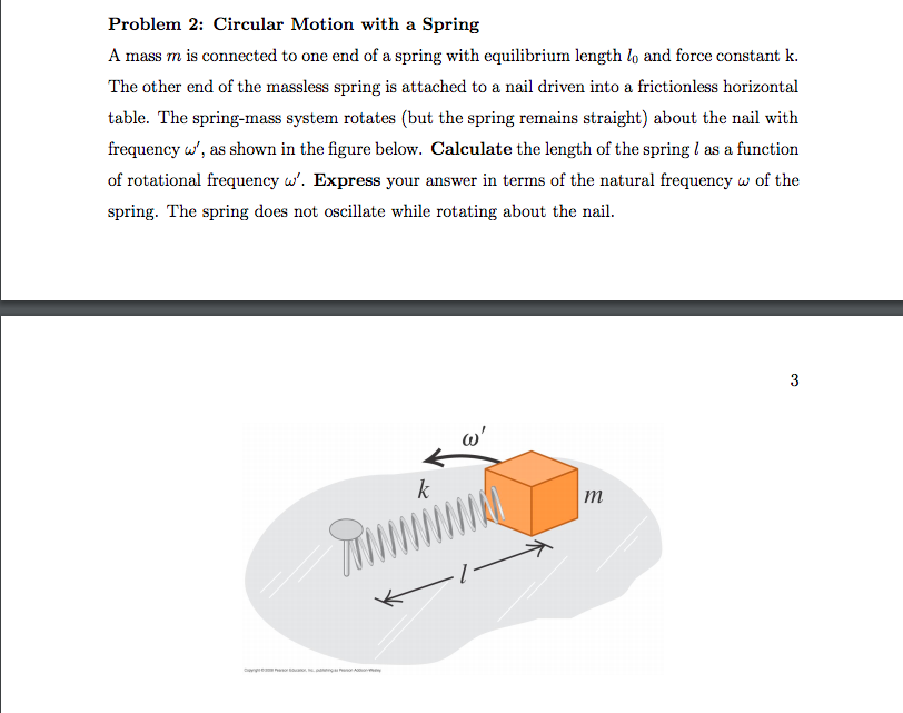 Solved Problem 2: Circular Motion with a Spring A mass m is | Chegg.com