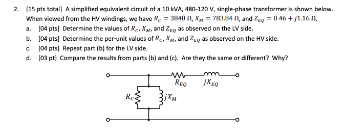 Solved 2. (15 pts total) A simplified equivalent circuit of | Chegg.com
